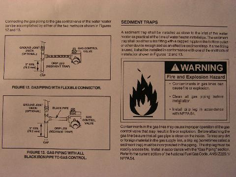 NPFA 54, Gas Line Safety, Drip Leg, Sediment Trap, Water Heater Safety